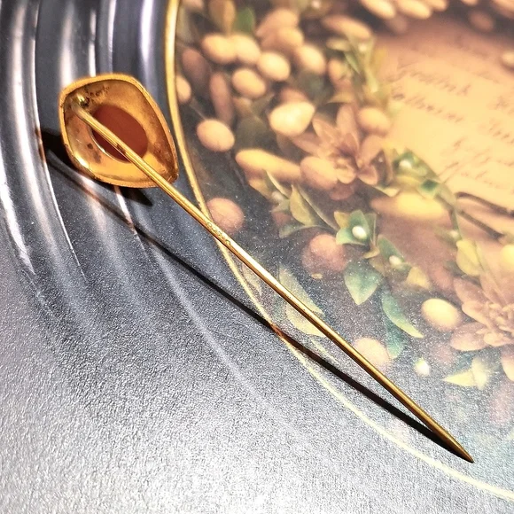 Antique Hard Stone Cameo Stick Pin PSCO - Picture 3 of 8